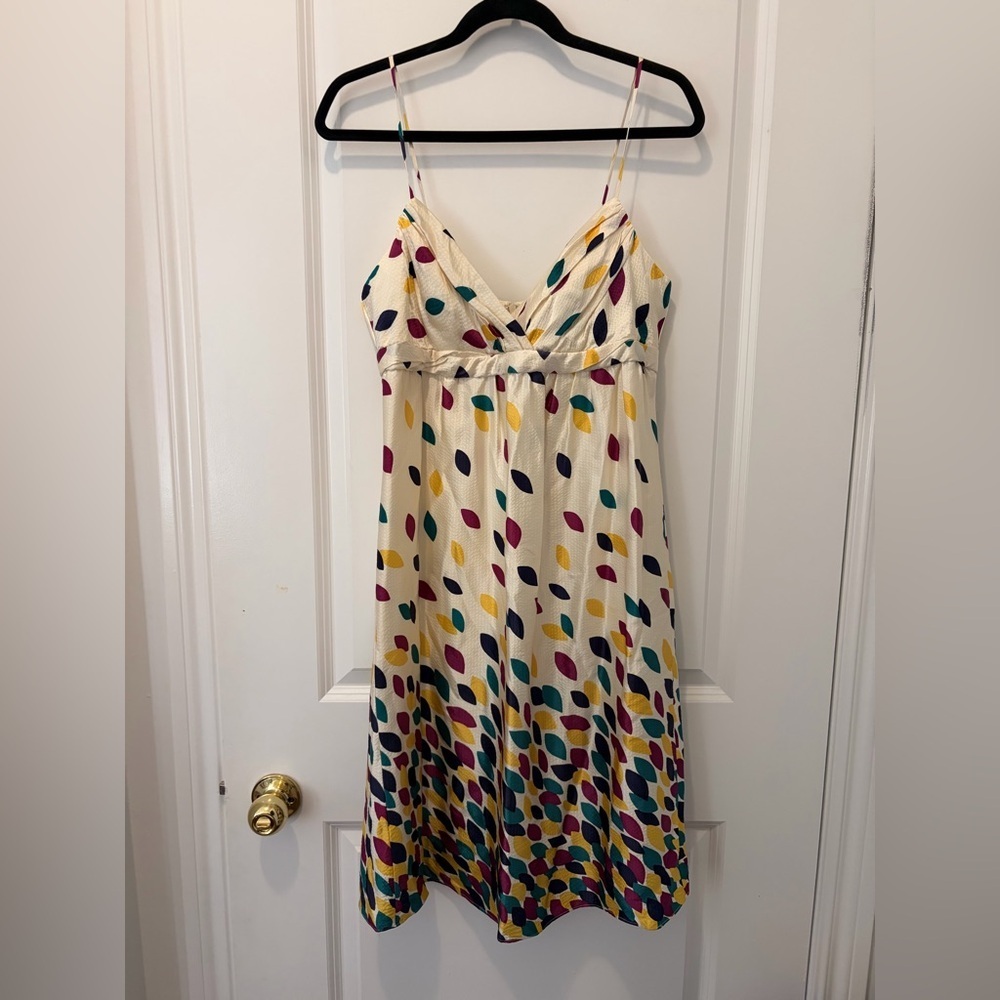 NWT Shoshanna 100% SILK Cream Midi Dress with Teardrop Print
